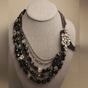 [Express] Chunky Asymmetrical Choker Multi-Strand Mixed Media Statement Necklace